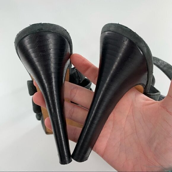 Via Spiga Womens platforms size 8 gray suede strappy cage chunky - Picture 9 of 14